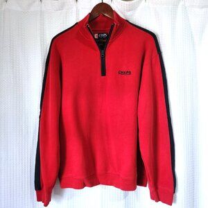 Chaps Pullover Men's Medium 1/4 zip Sweater Long Sleeve Mock Neck Red & …